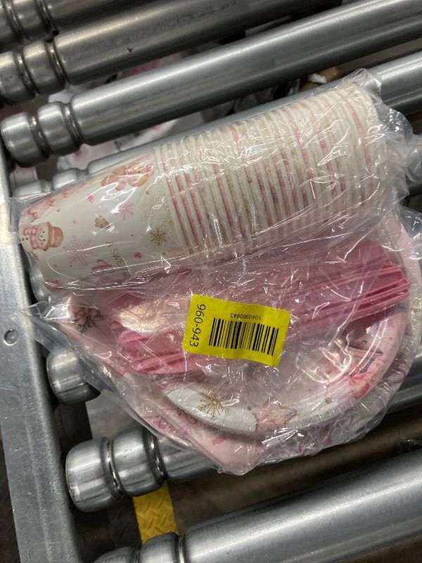 Photo 1 of ***MISSING PIECES -SELLING AS INCOMPLETE *** Pink Christmas Gingerbread Baby Shower Decorations, 144pcs A Sweet Baby Girl is On The Way Gingerbread Plates and Napkins, Winter Christmas Baby Shower Decorations for Girl,