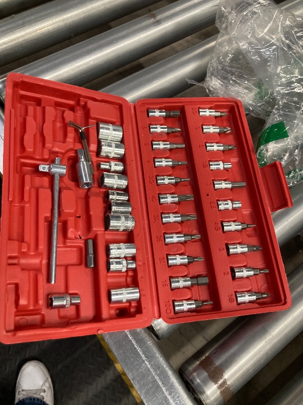 Photo 1 of **missing parts Beaiguna 46PCS Small Drive Socket Ratchet Wrench Screwdriver Set, 1/4 Inch Metric Socket and Ratchet Wrench Set with Extension Bar, Upgrade Compact Tool Set for Car