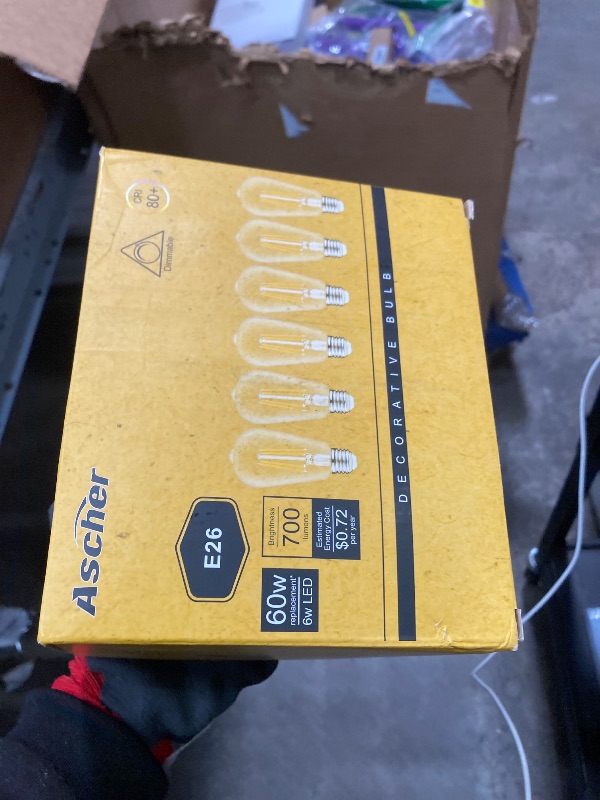 Photo 1 of ***3 PACK ONLY*** Ascher Dimmable Vintage LED Edison Bulbs, 6W, Equivalent 60W, 700lm, Warm White 2700K, 80+ CRI, ST58 Antique LED Filament Bulbs, E26 Medium Base, Clear Glass, Pack of 3