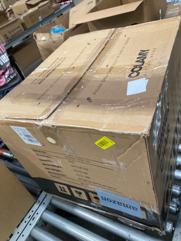 View 3 of ***THIS IS ONLY A PART OF THE ITEM*THERE ARE BOXES MISSING***COLAMY Dining Chairs Set of 6, Modern Dining Chairs, Fabric Upholstered Dining Chairs, Kitchen Chairs with Curved Back and Metal Legs for Dining Room Kitchen Restaurant, Beige***THIS IS ONLY A P