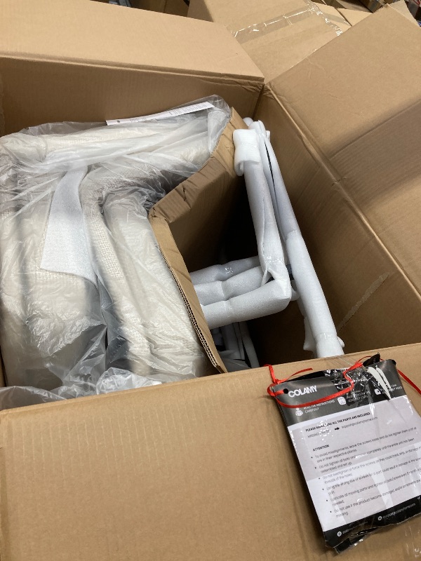View 2 of ***THIS IS ONLY A PART OF THE ITEM*THERE ARE BOXES MISSING***COLAMY Dining Chairs Set of 6, Modern Dining Chairs, Fabric Upholstered Dining Chairs, Kitchen Chairs with Curved Back and Metal Legs for Dining Room Kitchen Restaurant, Beige***THIS IS ONLY A P
