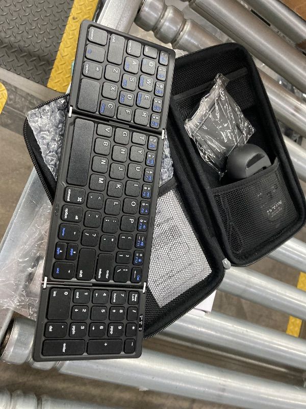 Photo 1 of ***MISSING USB***Foldable Keyboard and Mouse, Folding Wireless Keyboard Mouse Combo with Portable Case, Rechargeable 2.4G Wireless+Bluetooth Multi-Device Combo for Windows, iOS, Android, macOS PC/Laptop/Tablet***MISSING USB***