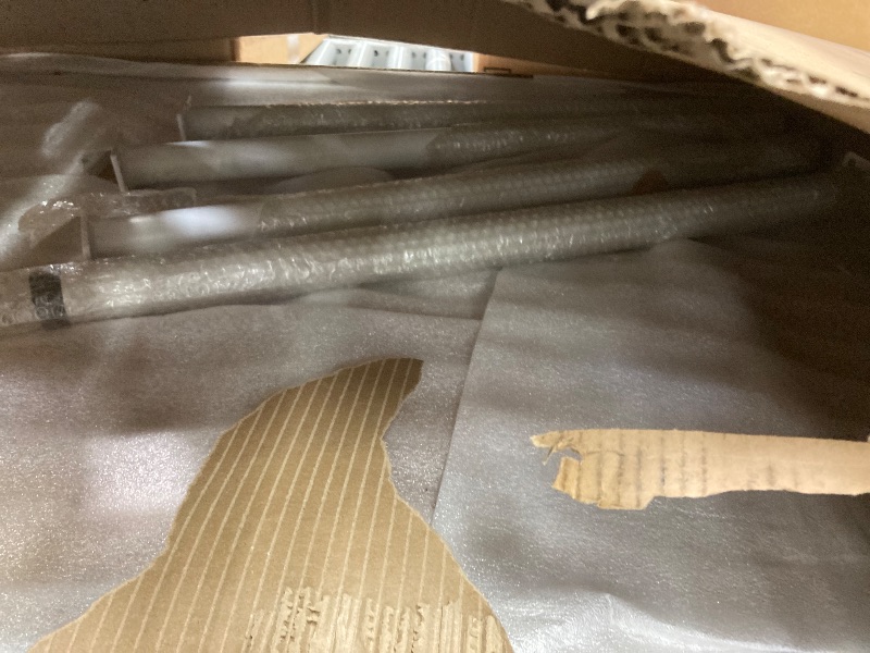 Photo 1 of **MISSING WOOD ON ONE SIDE ROW*** EYITAHOME Patio Table Rectangle 59"x34.2" Outdoor Table with Umbrella Hole & Adjustable Feet Patio Dining Table for 6 All-Weather Outdoor Patio Table with Metal Frame for Lawn Garden Backyard