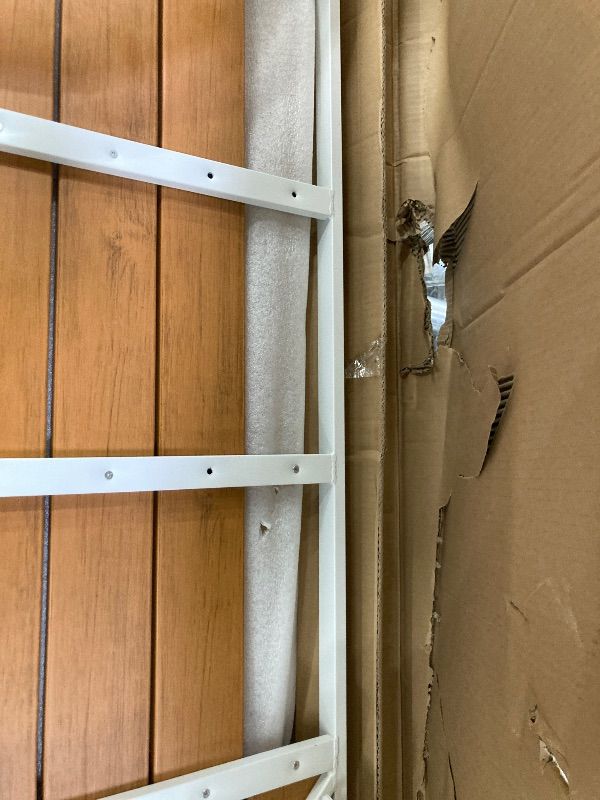 Photo 1 of **MISSING WOOD ON ONE SIDE ROW*** EYITAHOME Patio Table Rectangle 59"x34.2" Outdoor Table with Umbrella Hole & Adjustable Feet Patio Dining Table for 6 All-Weather Outdoor Patio Table with Metal Frame for Lawn Garden Backyard