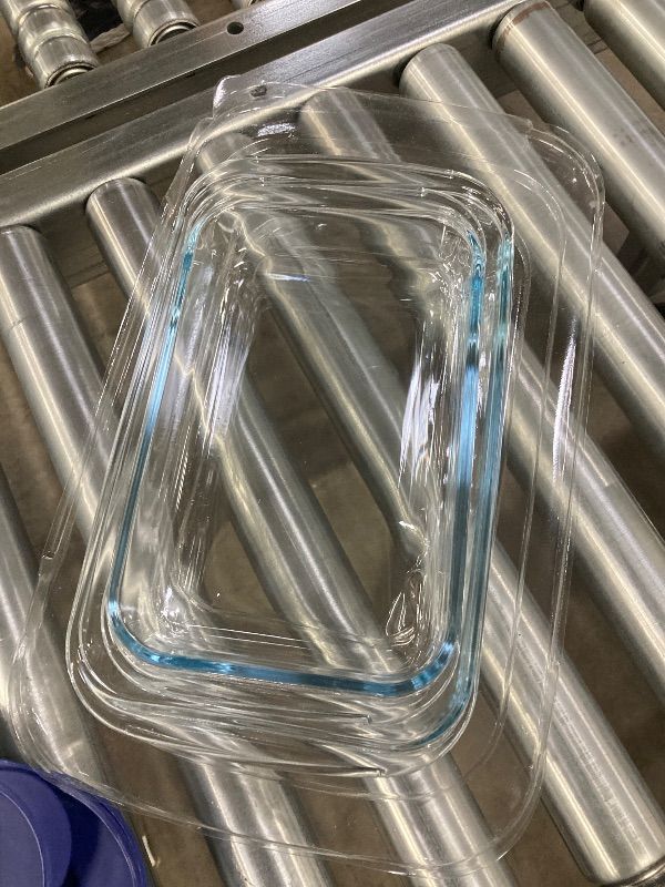 Photo 1 of ****3 DISH SET WITH COVERS  -MISSING PIECES SELLING AS INCOMPLETE*** 6-Piece Deep Glass Baking Dish Set with Plastic lids, Rectangular Glass Bakeware Set with Lids, Baking Pans for Lasagna, Leftovers, Cooking, Kitchen, Freezer-to-Oven and Dishwasher, Blue
