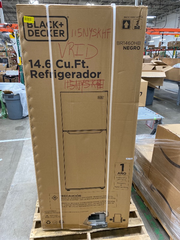 Photo 1 of ***FACTORY SEAL*** BLACK+DECKER 14.6 Cu. Ft. Top Mount Refrigerator with Freezer, 2 Door Refrigerator with Top Freezer and Adjustable Temperature Control, ENERGY STAR, BR1460HB, Black