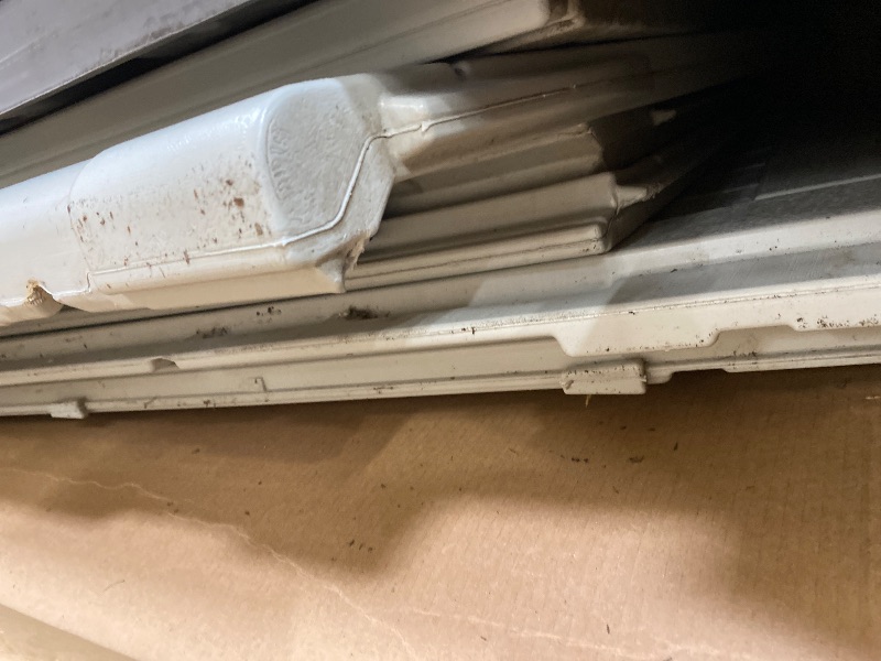 Photo 1 of ***DAMAGED-MISSING PARTS SELLING AS IS *** Suncast 5.9 ft. x 3.7 ft Horizontal Stow-Away Storage Shed - Natural Wood-Like Outdoor Storage for Trash Cans and Yard Tools - All-Weather Resin, Hinged Lid, Reinforced Floor - Made in The USA