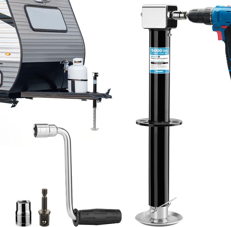 Photo 1 of **MISSING PARTS***Kohree Upgraded 5000 lbs A-Frame Trailer Jack, 20-24V Cordless Drill Compatible, Adjustable RV Tongue Jack with Drop Leg & Drill Socket for Utility Yacht Boat Camping Trailer, 25" Vertical Travel