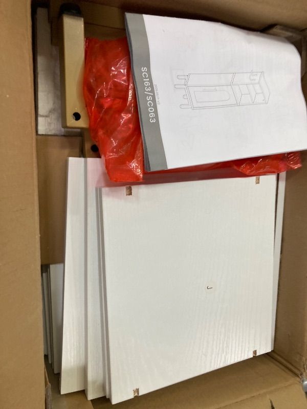 Photo 1 of **MISSING PARTS***Hzuaneri Bathroom Storage Cabinet, Corner Floor Cabinet with Door & Shelves, 2Hooks, Small Narrow Storage Organizer, Toilet Paper Cabinets for Small Space, White SC06313G