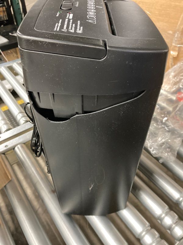 Photo 1 of **BASKET CRACKED ON SIDE**Bonsaii 12-Sheet Cross Cut Paper Shredder, 5.5 Gal Home Office Heavy Duty Shredder for Paper, Credit Card, Mail, Staples, with Transparent Window, High Security Level P-4 (C275-A)