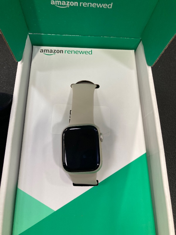 Photo 1 of **The watch is locked***Apple Watch Series 8 (GPS, 41MM) - Starlight Aluminum Case with Starlight Sport Band M/L (Renewed Premium)