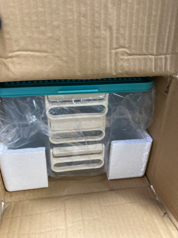 Photo 1 of ***Handle broken***Toys Storage Organizer Bins for Lego, Stackable Toys Organizer, Lego Building Block Storage, Toy Storage Box with 24 Palace Grids, Plastic Stackable Organizer Bins (Green 3layers)***Handle broken***