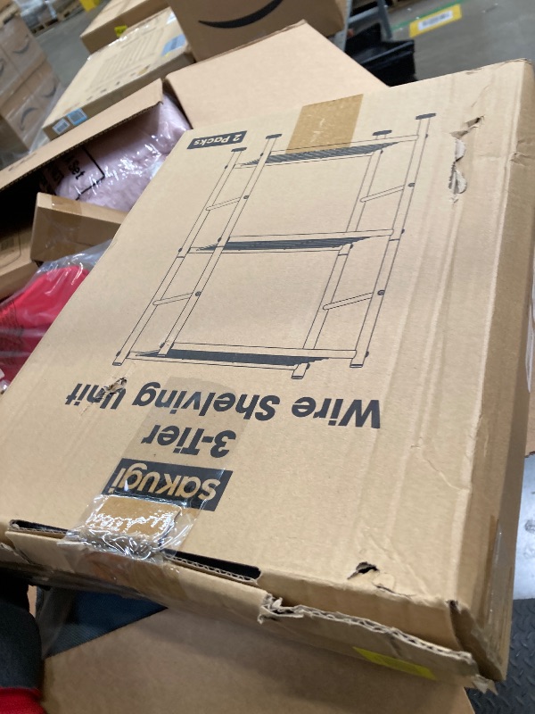 Photo 1 of ***MISSING PIECES -SELLING AS INCOMPLETE*** Sakugi 1-Pack Storage Shelves - 3-Tier Metal Wire Shelf Organizer, Slim Shelf Rack with Adjustable Feet for Laundry Room, Kitchen, Garage Organization, 18.2" x 12.3" x 30.4", Black