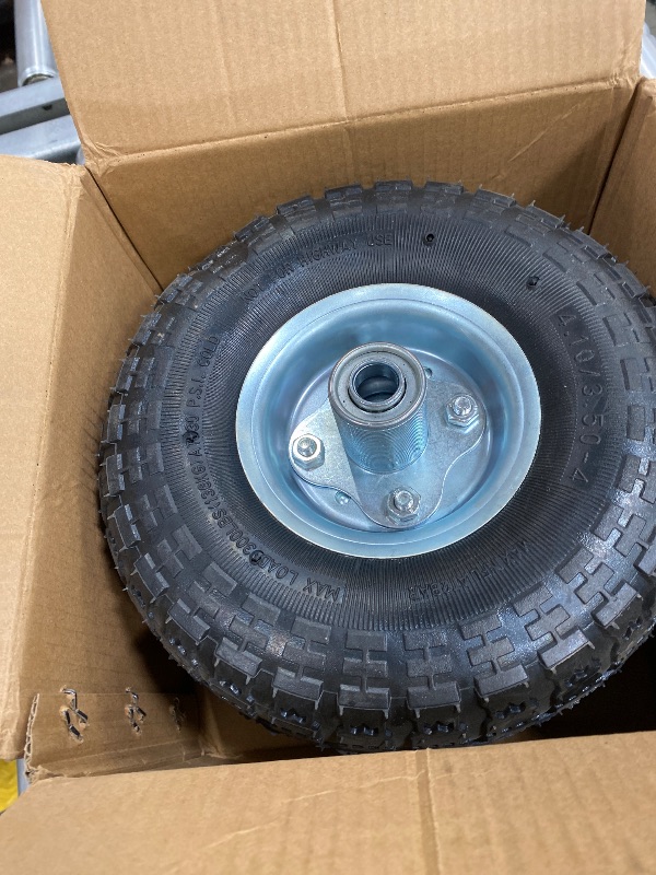 Photo 1 of (2 Pack) RRQ 10 Inch Pneumatic Wheel 4.10/3.50-4 Tire, 10" Pneumatic Wheels with 5/8" Bearings,2.2" Offset Hub for Garden Cart, Hand Truck, Lawn Cart, Mower