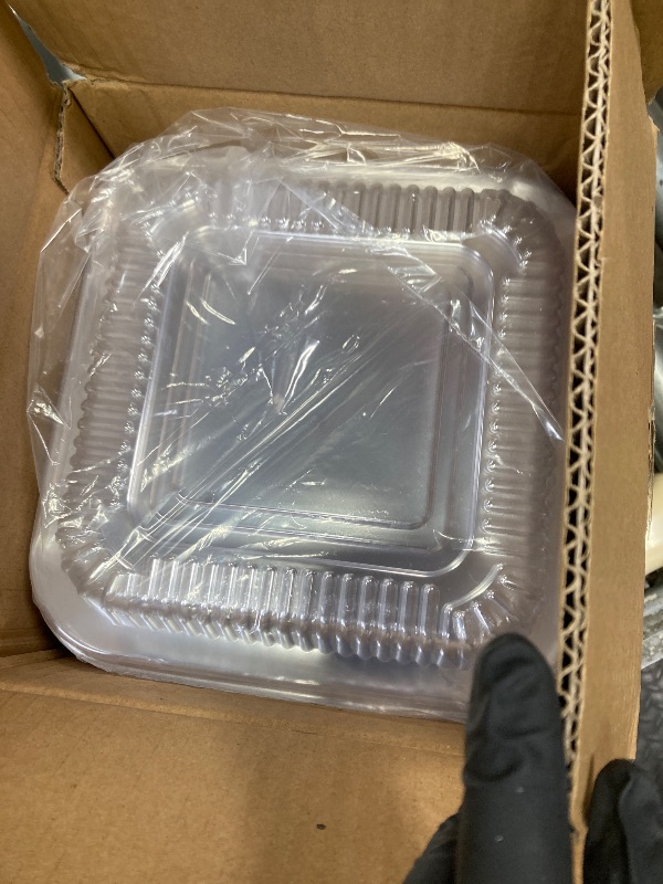Photo 1 of (35 Pack)Pink 8x8 Inch Disposable Aluminum Foil Pans&Square Cake Pans for Parties, Clear Plastic Lids,Eco-Friendly Baking Trays with Stickers&Cake Spoons,Picnics,Casseroles,Takeout,Recyclable Cookware