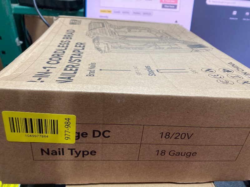 Photo 1 of ***BATTERY MISSING***Cordless Brad Nailer Compatible with Dewalt Battery, 5/8 to 1-1/4 Inch 18 Gauge 2-in-1 Nail Gun with 2000 Nails for Wood Carpentry, Tool Only, Brushless, 2 Mode, 5.9LBS***BATTERY MISSING***