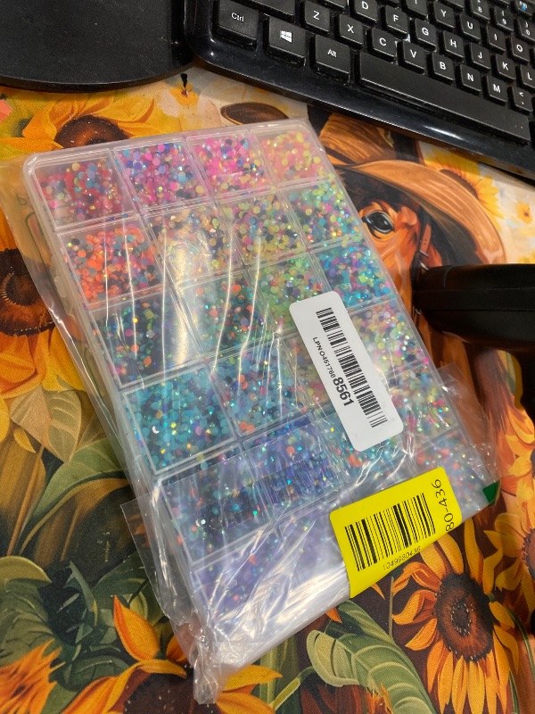 Photo 1 of ***Colors all mixed up. And did not come with glue***33000Pcs 3mm Rainbow Jelly Rhinestones Gems for Bedazzling Crafting, Colorful Bedazzled Resin Gemstone Flatback Jewel, SS10 Multi Colored Bedazzler Kit with B7000 Glue for Book Clothes Crafts Clothing**