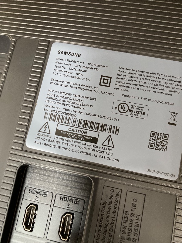 Photo 1 of ** NO RETURNS, NO REFUNDS** Samsung 75-Inch Class Crystal UHD U8000F 4K Smart TV (2025 Model) Endless Free Content, Crystal Processor 4K, MetalStream Design, Knox Security, Alexa Built-in
