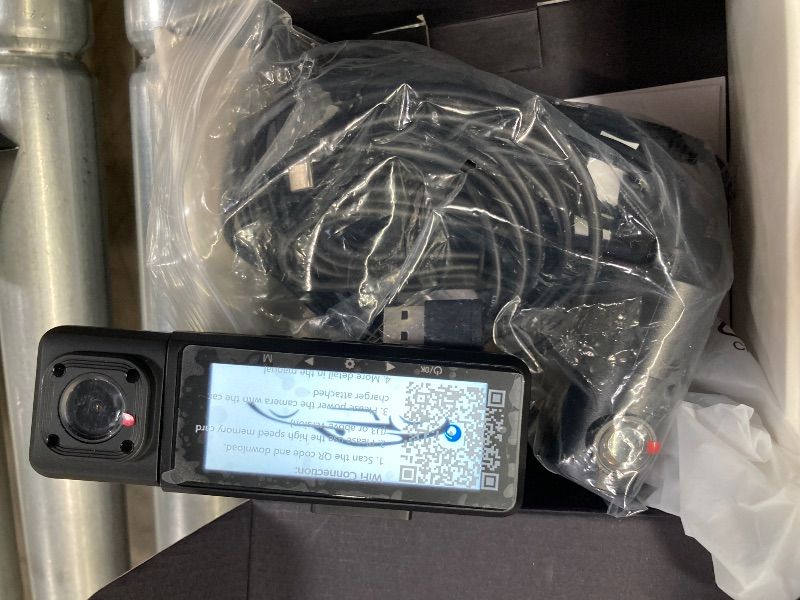 Photo 1 of **MISSING PARTS**3 Channel 4K Dash Cam with 5GHz WiFi & APP Control, 4K/2.5K+1080P+1080P Front Inside and Rear, Triple Dash Camera with 64GB Card, G-Sensor, 24 Hours Parking Mode, Loop Recording, Night Vision