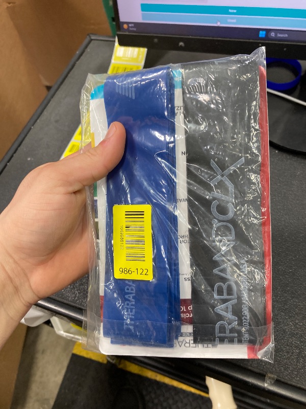 Photo 1 of ***MISSING 2 -SELLING AS INCOMPLETE SET *** THERABAND Resistance Band Loop Set, Pack of 2, 18" Color Coded Exercise Bands from Beginner to Advanced Levels, for Strength, Stretching, Home Workouts, Pilates, Physical Therapy, For Men and Women