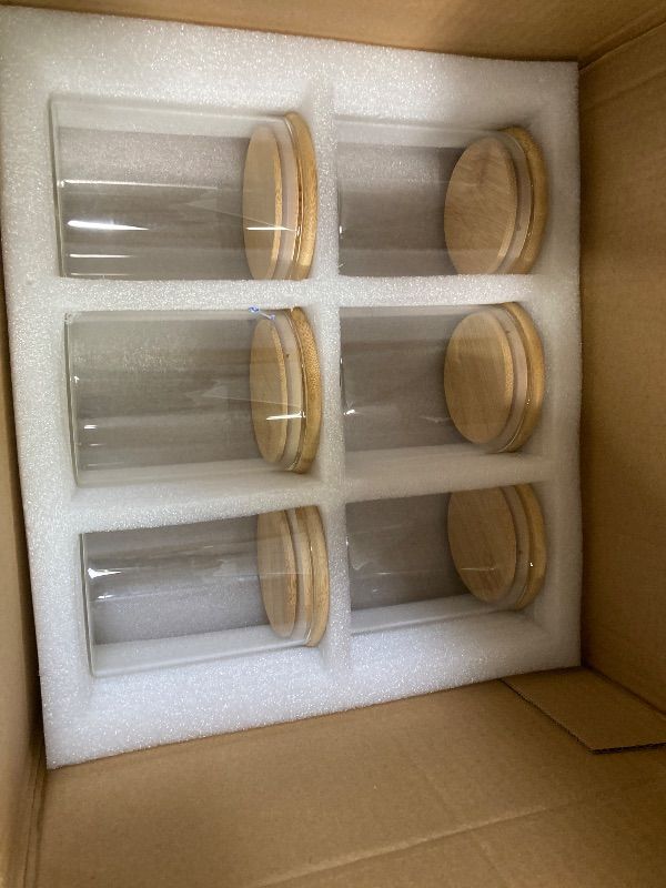 View 2 of **ONLY 6****SHOWIN 17oz Glass Food Storage Jars, Glass Jars with Bamboo Lids, Kitchen Storage Jars, Set of 12, Canisters with Airtight Lids for Spice, Coffee, Cookie, Pantry Organizers