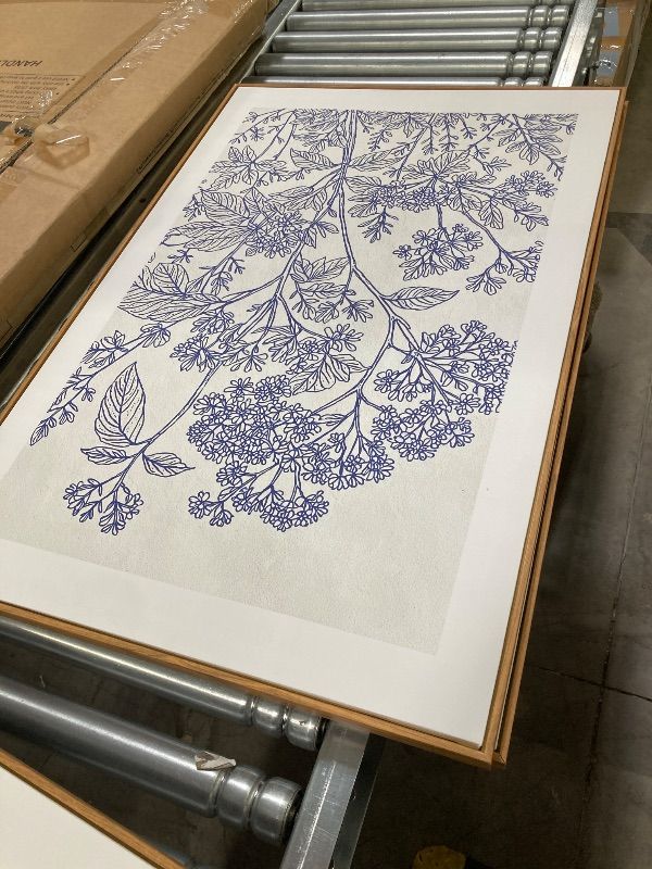 Photo 1 of ***DAMAGE ONE FRAME WOOD CHIIP -SELLING AS IS*** DRACIT Large Classic Chinoiserie Flower Framed Canvas Wall Art Set, Minimalist Blue and White Floral Wall Decor, Navy Watercolor Botanical Blossom Artwork for Living Room,Bedroom-24 x36 x3