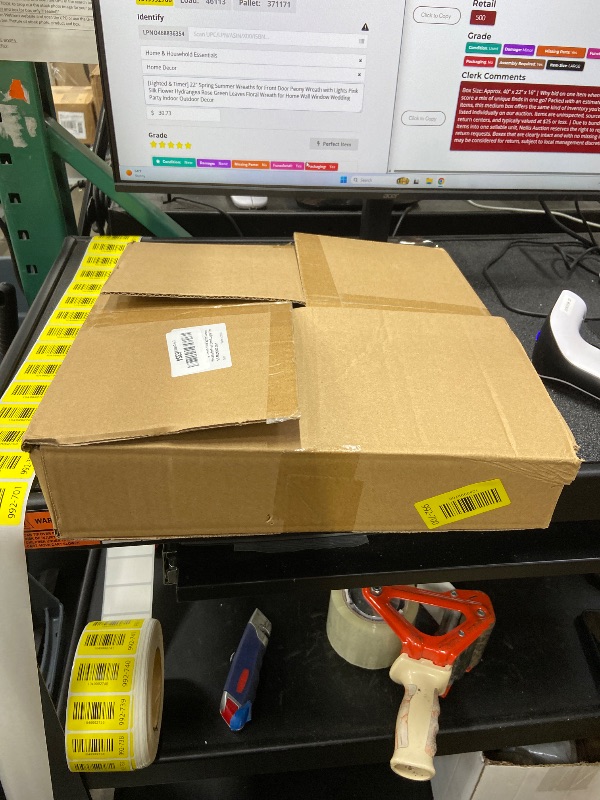 Photo 1 of [Lighted & Timer] 22" Spring Summer Wreaths for Front Door Peony Wreath with Lights Pink Silk Flower Hydrangea Rose Green Leaves Floral Wreath for Home Wall Window Wedding Party Indoor Outdoor Decor