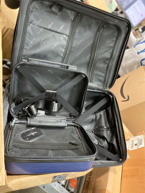 Photo 1 of **Handle broken not usable, to use for parts**TRAVELARIM 20 Inch Carry On Luggage 22x14x9 Airline Approved, Carry On Suitcase with Wheels, Hard-shell Carry-on Luggage, Durable Luggage Carry-On, Navy Small Suitcase with Cosmetic Case
