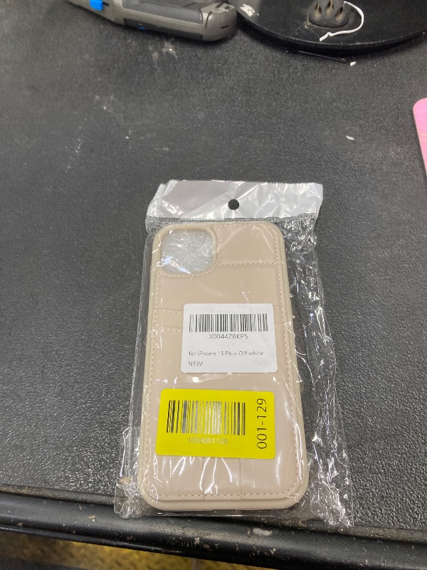 Photo 1 of ?????? case for iPhone 15 Plus magsafe Wallet Compatible with Card Holder Back Credit Slots PU Leather Stand Shockproof Phone Cover for Women and Men-Off-White