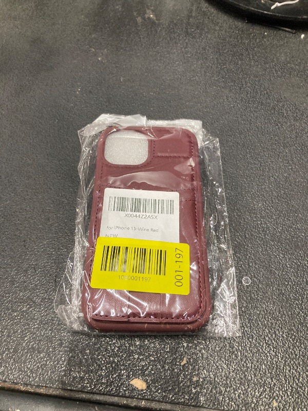 Photo 1 of ?????? case for iPhone 15 magsafe Wallet Compatible with Card Holder Back Credit Slots PU Leather Stand Shockproof Phone Cover for Women and Men-Wine Red