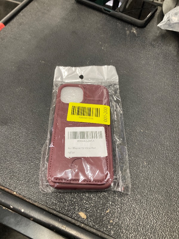 Photo 1 of ?????? case for iPhone 15 magsafe Wallet Compatible with Card Holder Back Credit Slots PU Leather Stand Shockproof Phone Cover for Women and Men-Wine Red