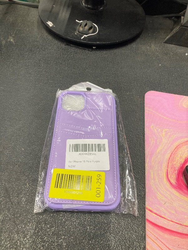 Photo 1 of ?????? case for iPhone 15 Plus magsafe Wallet Compatible with Card Holder Back Credit Slots PU Leather Stand Shockproof Phone Cover for Women and Men-Purple