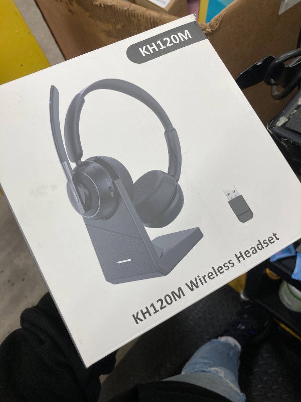 Photo 1 of (2025 Upgraded) Wireless Headset with Mic for Work, Bluetooth Headset with Noise Canceling Microphone with Dongle, Charging Base & Mic Mute, Wireless Headphones for Work from Home/PC/Computer