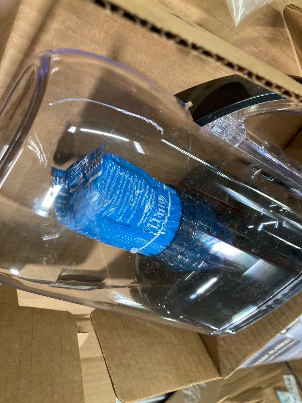 Photo 1 of **PARTS ONLY/CRACKED PITCHER**Brita Small 6 Cup Water Filter Pitcher, 1 BritaPlus Filter, Metro, Black (Package May Vary)