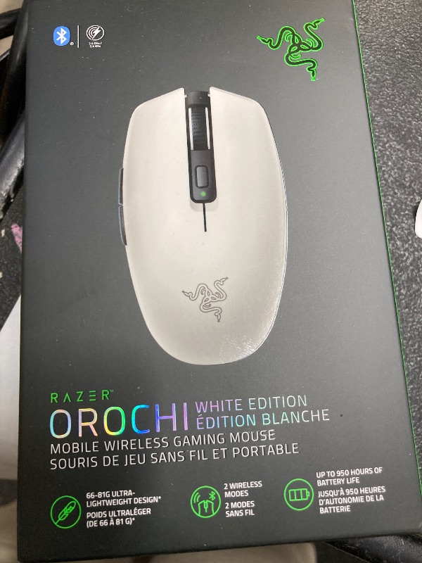 Photo 1 of **NO RECEIVER**Razer Orochi V2 Mobile Wireless Gaming Mouse: Ultra Lightweight - 2 Wireless Modes - Up to 950hrs Battery Life - Mechanical Mouse Switches - 5G Advanced 18K DPI Optical Sensor - White