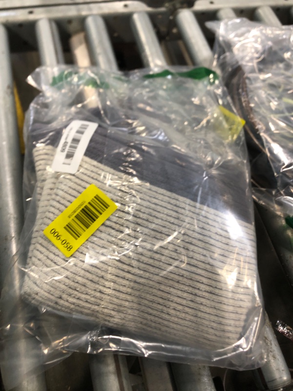 Photo 1 of ** ONLY TWO ** Cleanbear Gray Hand Towels for Bathroom with Textrued Lines, 100% Cotton, Stylish Towels for Guests, 28 x 13 Inches