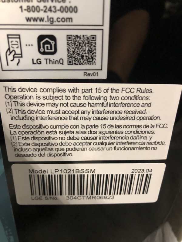 Photo 1 of ** NEW/ TESTED FUNCIONAL / MANUAL AND ACCESORIES INCLUDED** LG 10,000 BTU Smart Portable Air Conditioner, 115V, Cools 450 Sq.Ft. (18' x 25' Room Size), Portable Air Conditioner for Home with Voice Control, Works with LG ThinQ, Amazon Alexa, and Hey Google
