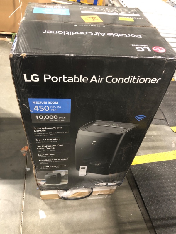 Photo 1 of ** NEW/ TESTED FUNCIONAL / MANUAL AND ACCESORIES INCLUDED** LG 10,000 BTU Smart Portable Air Conditioner, 115V, Cools 450 Sq.Ft. (18' x 25' Room Size), Portable Air Conditioner for Home with Voice Control, Works with LG ThinQ, Amazon Alexa, and Hey Google