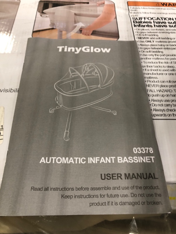 Photo 1 of ** USED / MANUAL INCLUDED ** Electric Smart Soothing Baby Bassinet with 5 Rocking Speeds, 3 Timer Modes, 12 Soothing Musics, 3 Adjustable Heights, Breathable Mesh Sides and Mosquito Net