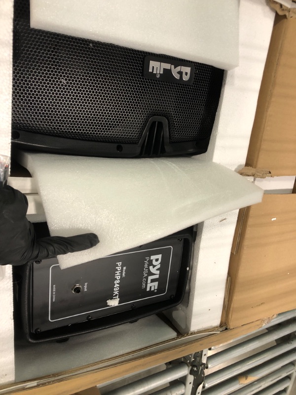 Photo 1 of ****MISSING CABLES*****Pyle Powered Bluetooth PA Speaker Kit - Event Ready - Just Plug In and Play Active and Passive 350w Loudspeakers with Wired Microphone, Speaker Stands, Remote - MP3/USB/SD/AUX inputs - PPHP849KT