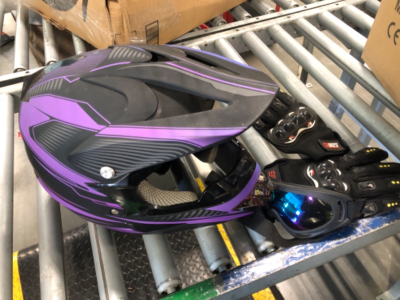 Photo 1 of ** VERY USED** Adult Off-Road Motocross Helmet, DOT Certified, Comfortable & Breathable Full Helmets for All Seasons, Purple, L