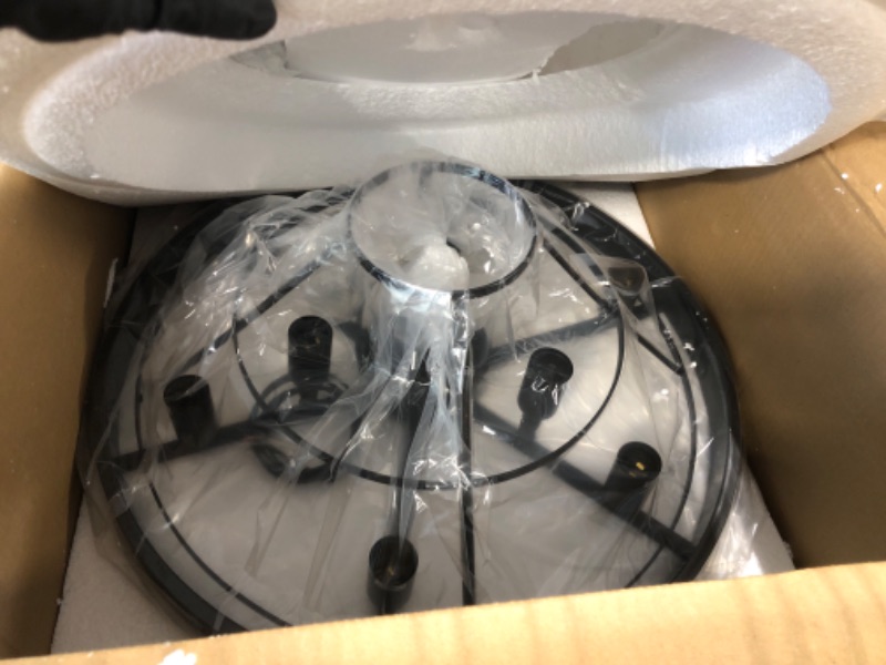 Photo 1 of ** SUPPORT ONLY / LIGHT BULBS ARE MISSING ** Weesalife Crystal Chandeliers for Dining Room Lights Fixtures, 9 Lights Black Modern Chandeliers for Bedroom, 3-Tier Round Crystal Lighting Fixtures for Living Room Entryway Kitchen Island D20 Inch