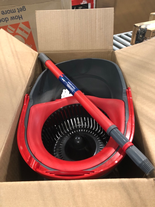 Photo 1 of ** USED** O-Cedar EasyWring Microfiber Spin Mop, Bucket Floor Cleaning System, Red, Gray, Standard