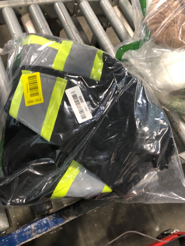 Photo 1 of ** DIRTY / USED** JKSafety Hi-Vis Safety Sweatshirt for men women High Visibility Zip-Up Hooded Sweatshirt Hoodie work utility Reflective Strips with Extended Trims (JK121-Black,L)