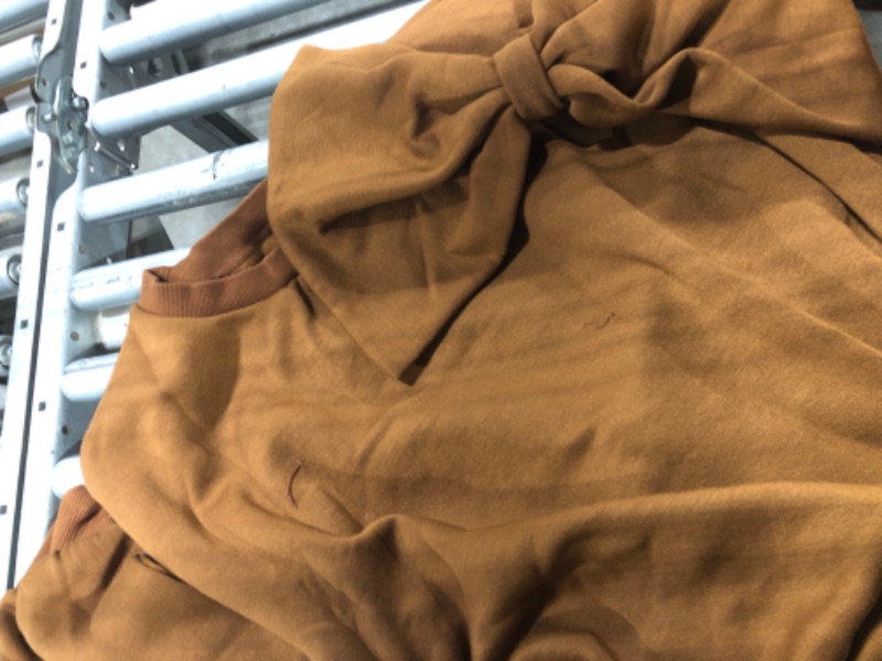 Photo 1 of ** DAMAGE MINOR** Fisoew Womens Oversized Sweatshirt Bow Tie Long Sleeve Crewneck Casual Fall Pullover Tops Brown size L