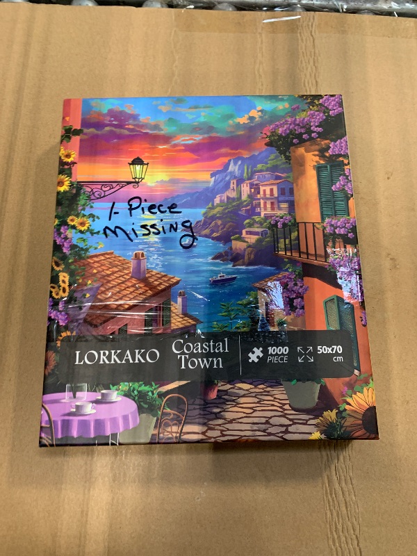 Photo 1 of ***** MISSING 1 PIECE **** Beach Puzzles for Adults 1000 Piece, Summer Ocean Seaside Scenic Sunset, Cat Flower Sunflower Jigsaw Puzzle, Challenge for Adults