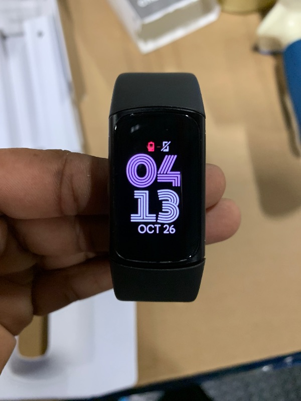 Photo 1 of ****** S/N 42656732B8A1 ******* Fitbit Charge 6 Fitness Tracker with Google apps, Heart Rate on Exercise Equipment, 6-Months Premium Membership Included, GPS, Health Tools and More, Obsidian/Black, One Size (S & L Bands Included)