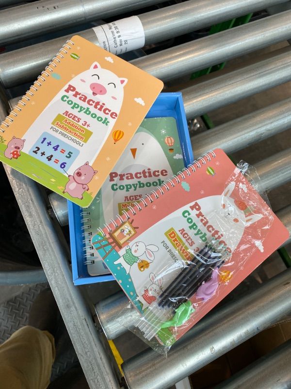 Photo 1 of ***MISSING PARTS*** Magic Grooved Writing Books for Kids-Handwriting Practice for Kids 5-8 - Tracing Books for Kids Ages 3-5 - Preschool, Kindergarten Learning-Letters, Numbers, Math, Drawing (Blue Box, 9.45 in x 6.5 in)