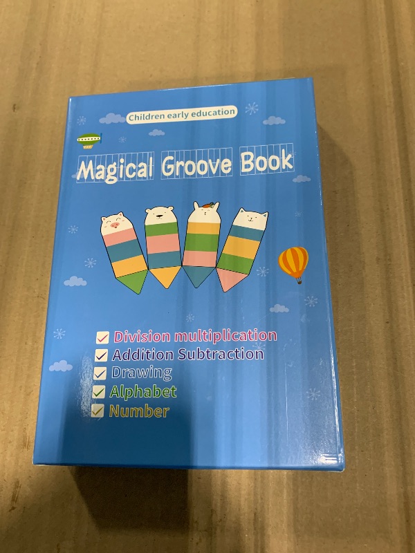 Photo 1 of ***MISSING PARTS*** Magic Grooved Writing Books for Kids-Handwriting Practice for Kids 5-8 - Tracing Books for Kids Ages 3-5 - Preschool, Kindergarten Learning-Letters, Numbers, Math, Drawing (Blue Box, 9.45 in x 6.5 in)