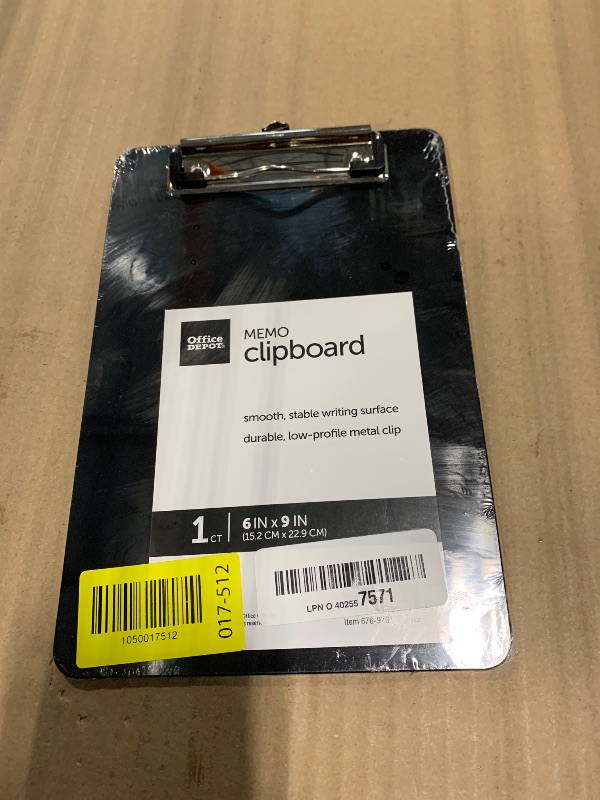 Photo 1 of ** 1 PC ** 1InTheOffice Mini Clipboard, 6x9 Clipboard, Plastic Clipboard, Low Profile Clip, Black, 2 Pack